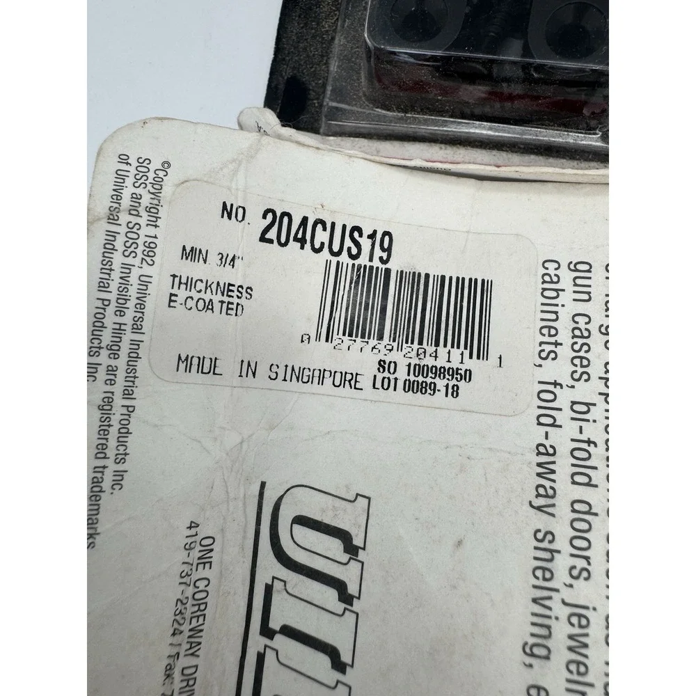 SOSS Invisible Hinges 204CUS19 Black Hinges New 2 Sets Of 2 (4 Total)